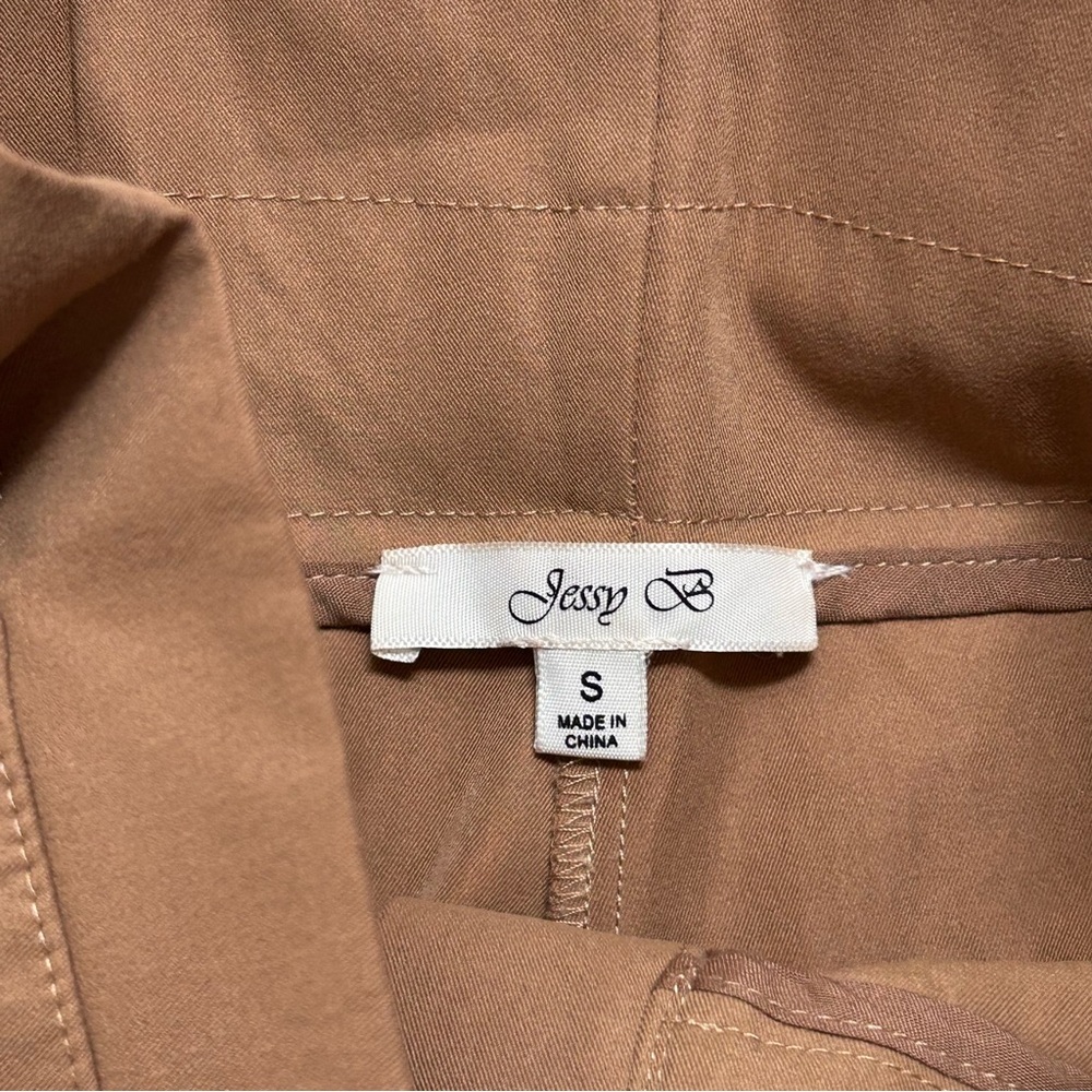 Anthropologie Jessy Poplin Wide Leg Khaki Drawstring Tan High-Waisted Pants - Picture 2 of 4